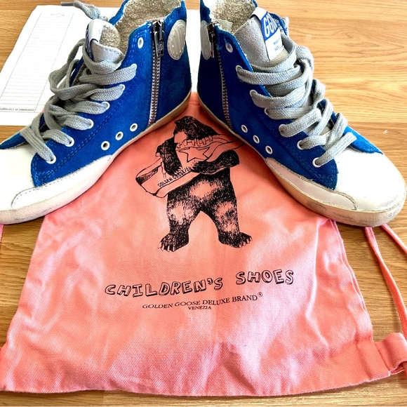 Golden Goose Francy Size 31 US 13 in Royal Blue GGDB Kids High Tops - Picture 3 of 8